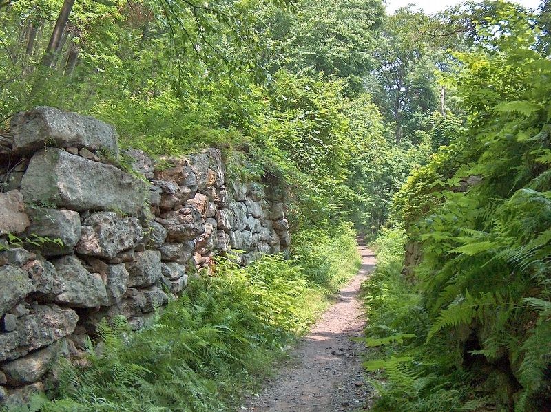 Five Mile Tree Crossover Stone Abutment (<i>bridge is gone; only the stone wall remains today</i>). Click for full size. Five Mile Tree Crossover Stone Abutment (<i>bridge is gone; only the stone wall remains today</i>) image. Click for full size.