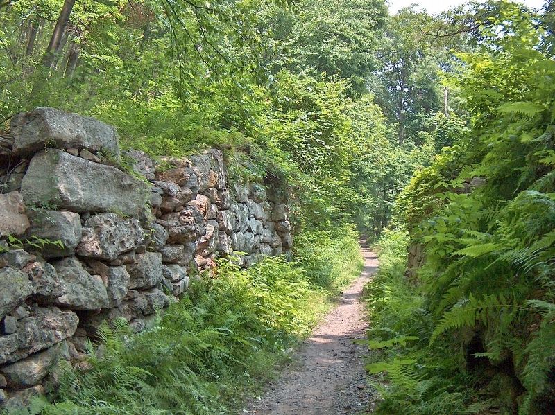 Five Mile Tree Crossover Stone Abutment (<i>bridge is gone; only the stone wall remains today</i>) image. Click for full size.