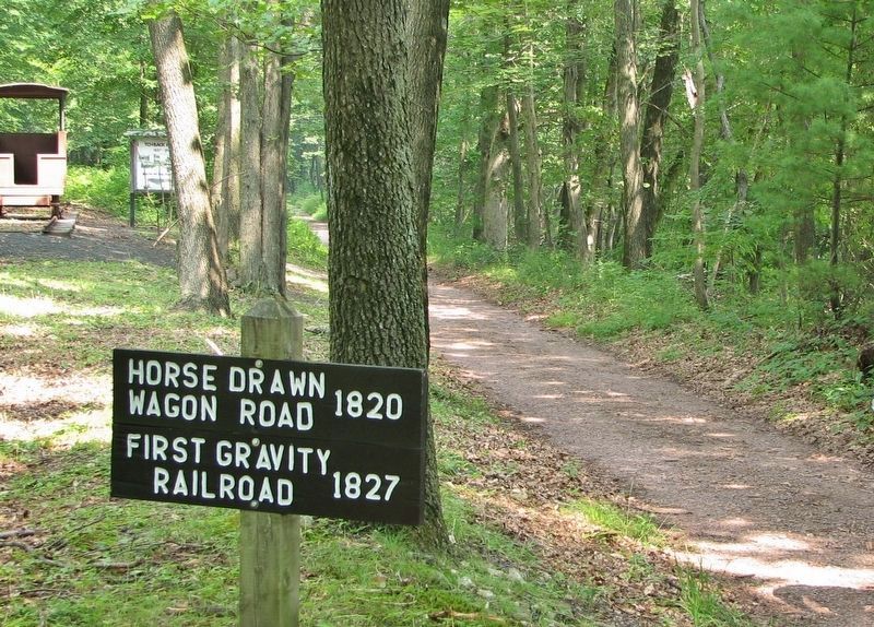 First Gravity Railroad Sign (<i>on rail trail, former railroad bed, near marker</i>) image. Click for full size.