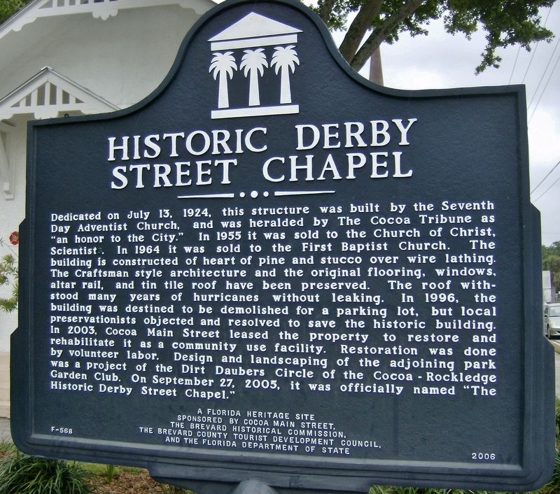 Historic Derby Street Chapel Marker image. Click for full size.