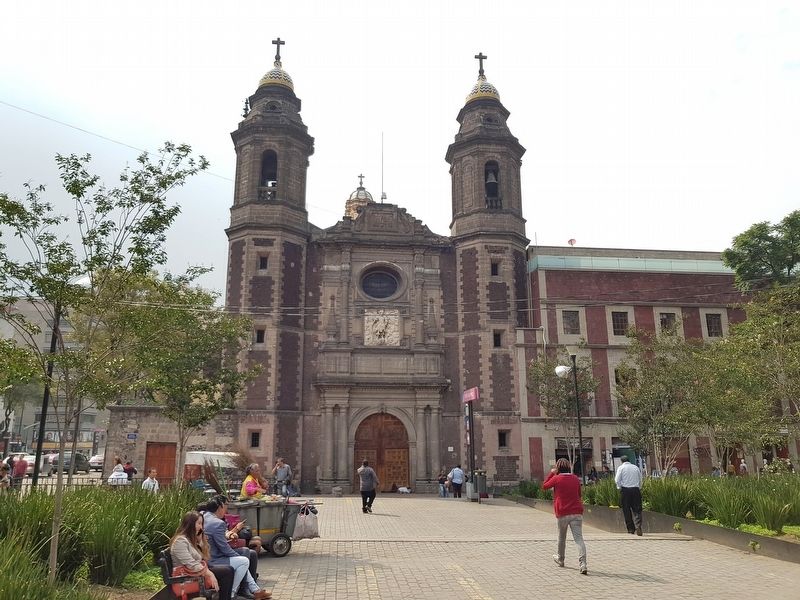 Temple of San Miguel Arcángel and Marker. Click for full size. Temple of San Miguel Arcángel and Marker image. Click for full size.