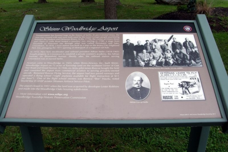 Shinn-Woodbridge Airport Marker. Click for full size. Shinn-Woodbridge Airport Marker image. Click for full size.