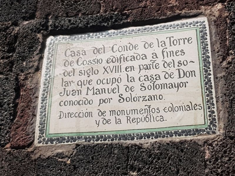 House of the Count de la Torre de Cossio Marker image. Click for full size.