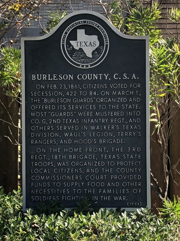 Burleson County, C.S.A. Marker image. Click for full size.