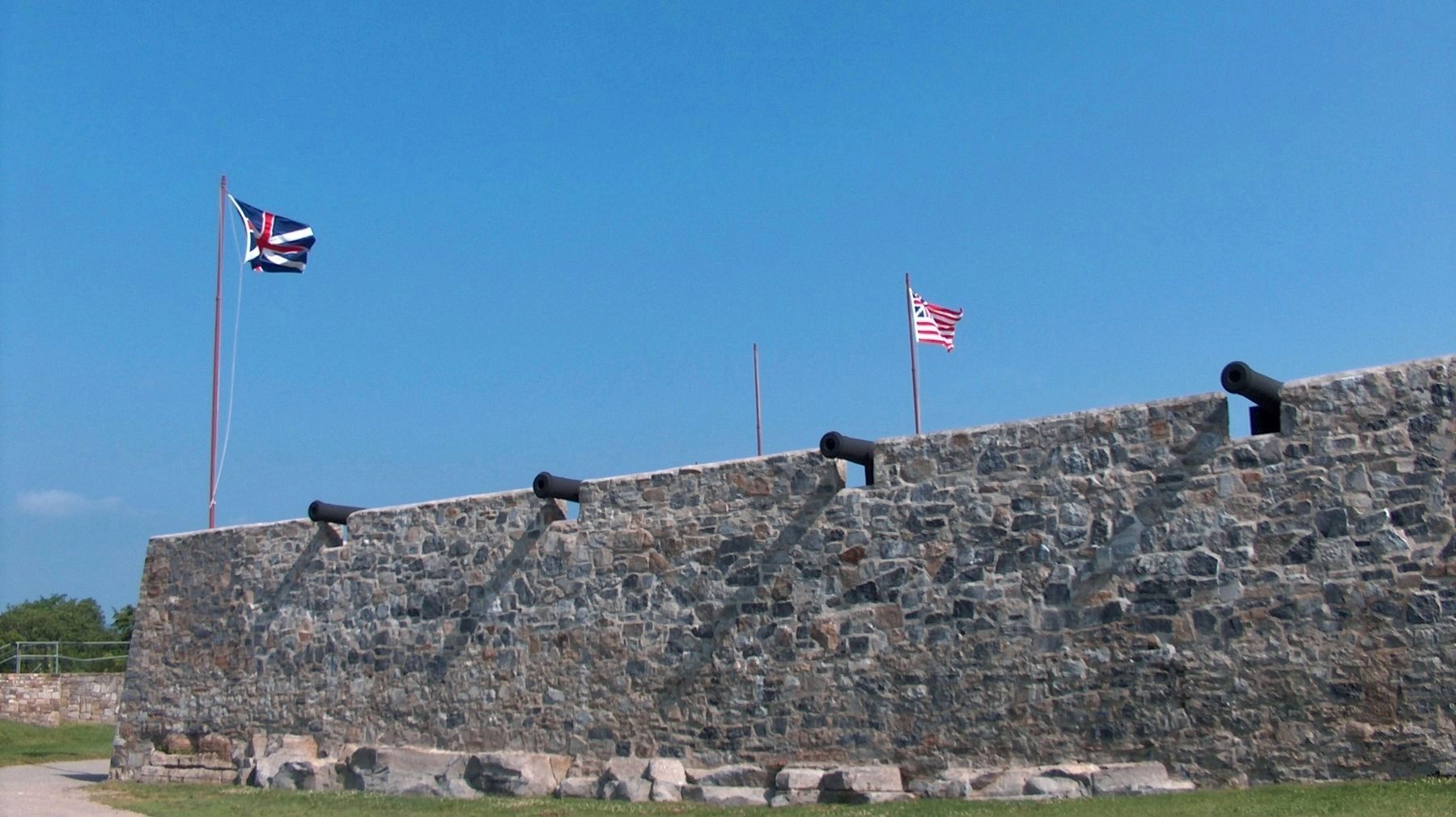 Fort Ticonderoga Rampart (<i>wide view from ground-level</i>) image. Click for full size.