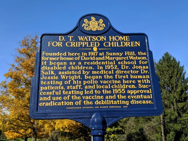 D.T. Watson Home for Crippled Children Marker. Click for full size. D.T. Watson Home for Crippled Children Marker image. Click for full size.