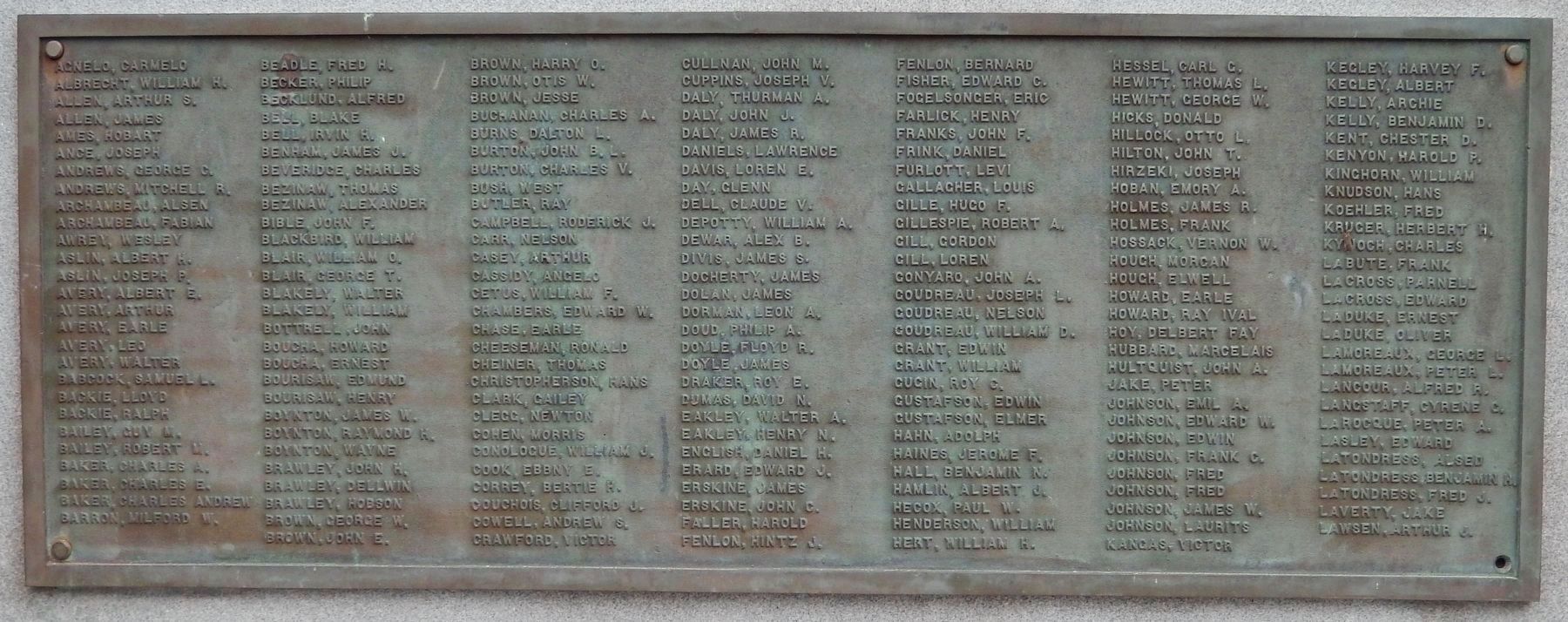War Memorial Name Panel (<i>left side</i>) image. Click for full size.