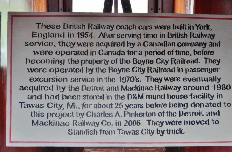 1954 British Railway Coach Cars (<i>Railroad Depot Museum interpretive panel</i>) image. Click for full size.