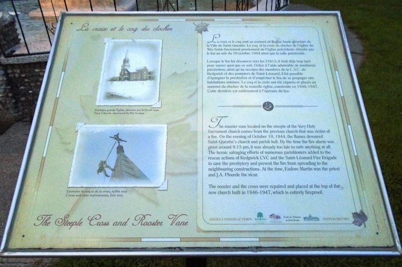 La croix et le coq du clocher / The Steeple Cross and Rooster Vane Marker. Click for full size. La croix et le coq du clocher / The Steeple Cross and Rooster Vane Marker image. Click for full size.