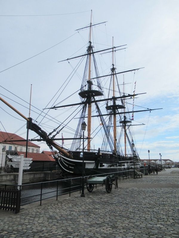 HMS Trincomalee (1817), next to the marker image. Click for full size.