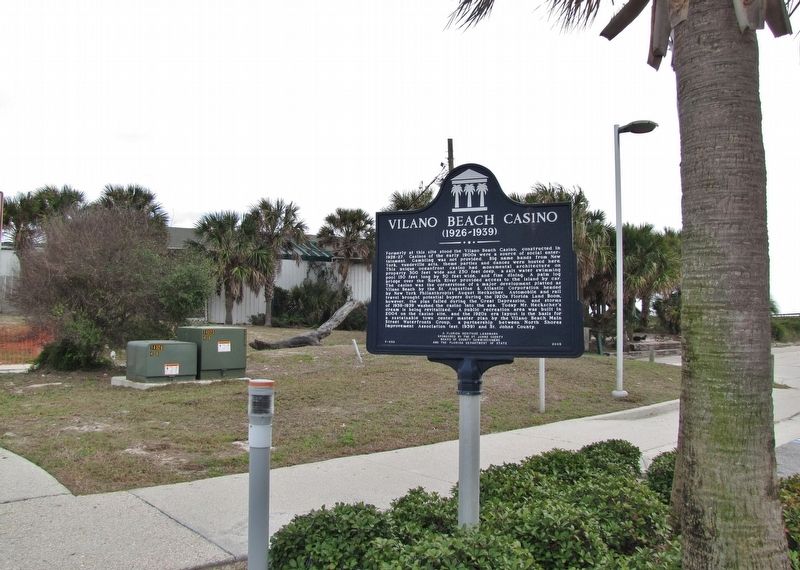 Vilano Beach Casino Marker (<i>wide view; looking southeast from Vilano Road</i>) image. Click for full size.
