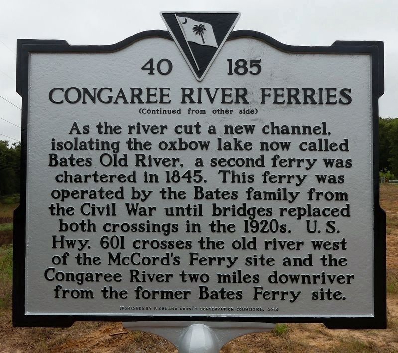Congaree River Ferries Marker - other side image. Click for full size.