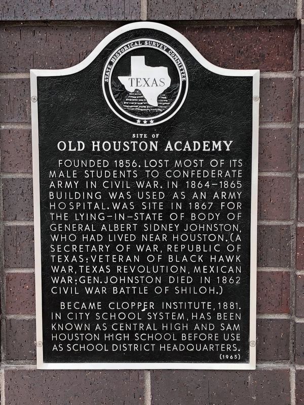 Site of Old Houston Academy Marker - post-relocation. Click for full size. Site of Old Houston Academy Marker - post-relocation image. Click for full size.