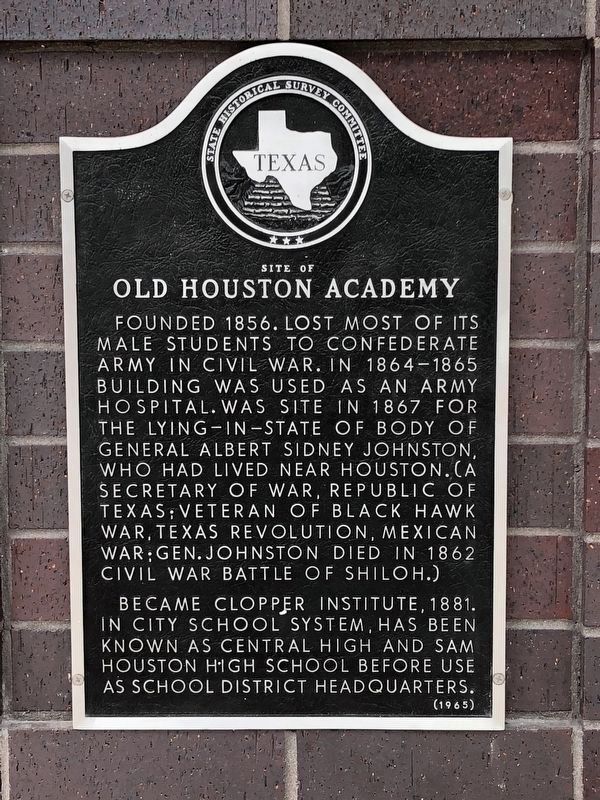 Site of Old Houston Academy Marker - post-relocation image. Click for full size.