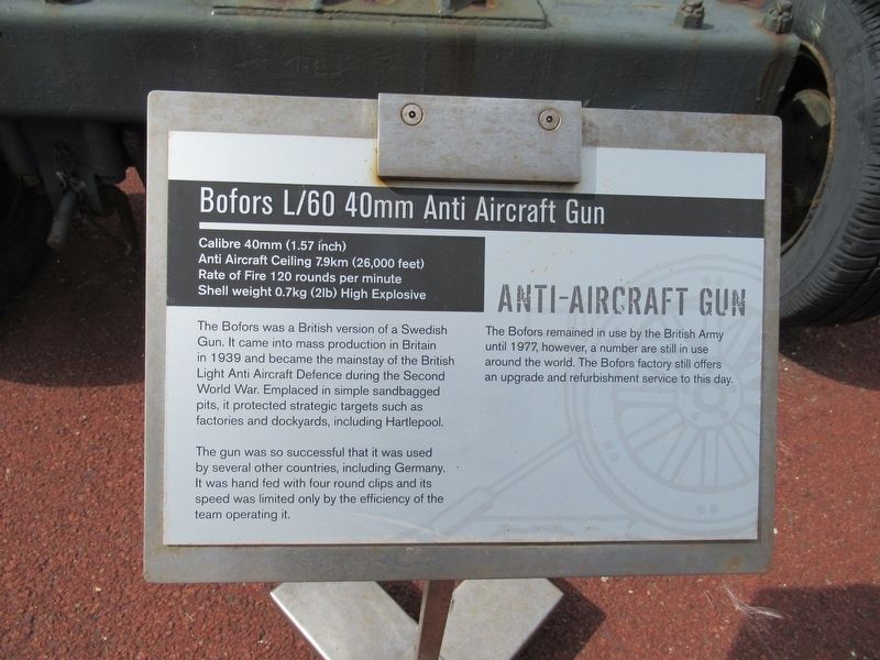 Bofors L/60 Anti-Aircraft Gun Marker. Click for full size. Bofors L/60 Anti-Aircraft Gun Marker image. Click for full size.