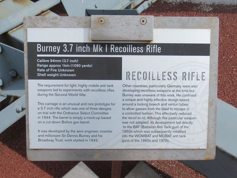 Burney Recoilless Rifle Marker. Click for full size. Burney Recoilless Rifle Marker image. Click for full size.