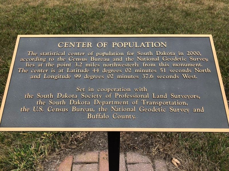 Center of Population (South Dakota) Marker image. Click for full size.