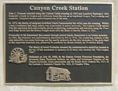 Canyon Creek Station Marker image. Click for full size.