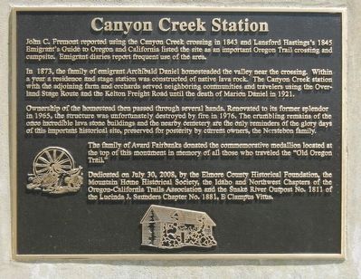 Canyon Creek Station Marker image. Click for full size.