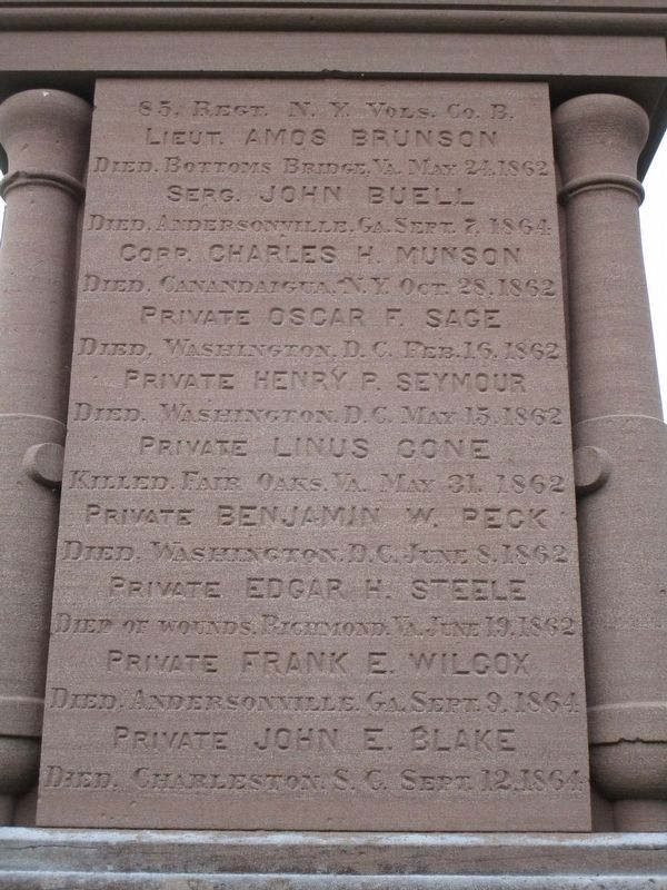 East Bloomfield Civil War Memorial. Click for full size. East Bloomfield Civil War Memorial image. Click for full size.