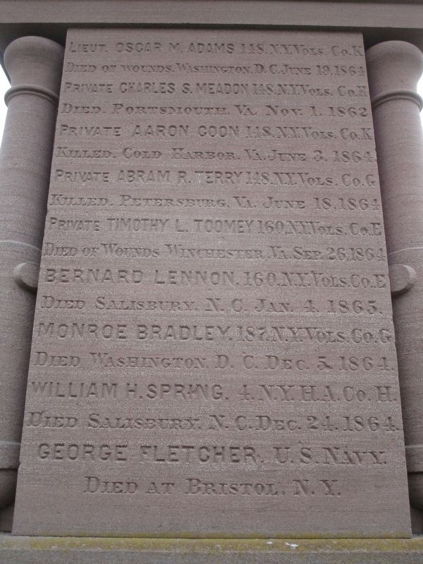 East Bloomfield Civil War Memorial. Click for full size. East Bloomfield Civil War Memorial image. Click for full size.