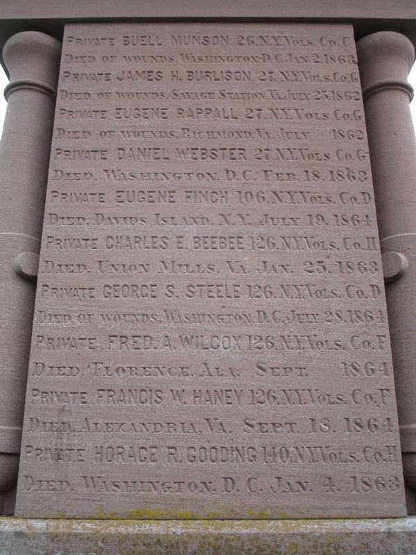 East Bloomfield Civil War Memorial. Click for full size. East Bloomfield Civil War Memorial image. Click for full size.