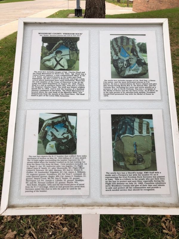 Woodbury County Freedom Rock Marker. Click for full size. Woodbury County Freedom Rock Marker image. Click for full size.