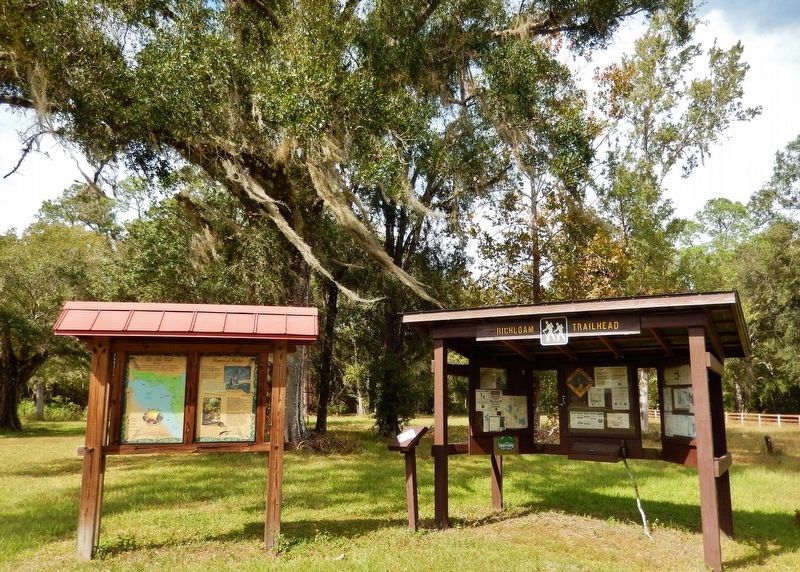 Rumors of Riches Marker Kisok (<i>wide view; Richloam Trailhead Kiosk on the right</i>). Click for full size. Rumors of Riches Marker Kisok (<i>wide view; Richloam Trailhead Kiosk on the right</i>) image. Click for full size.
