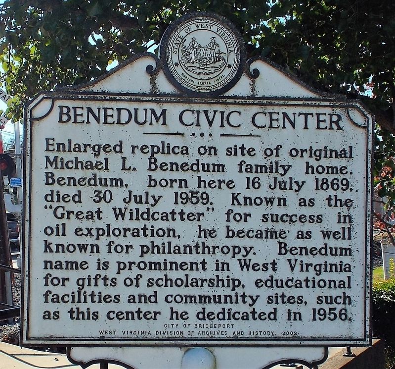 Benedum Civic Center Marker. Click for full size. Benedum Civic Center Marker image. Click for full size.