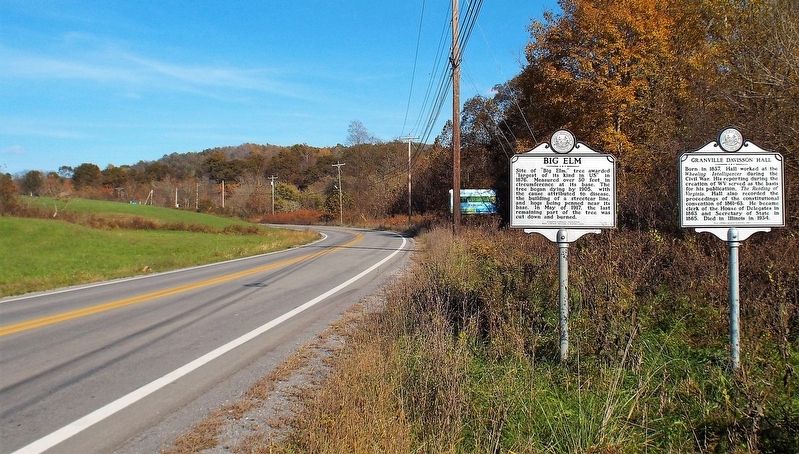 Granville Davison Hall Marker next to the Big Elm marker. Click for full size. Granville Davison Hall Marker next to the Big Elm marker image. Click for full size.