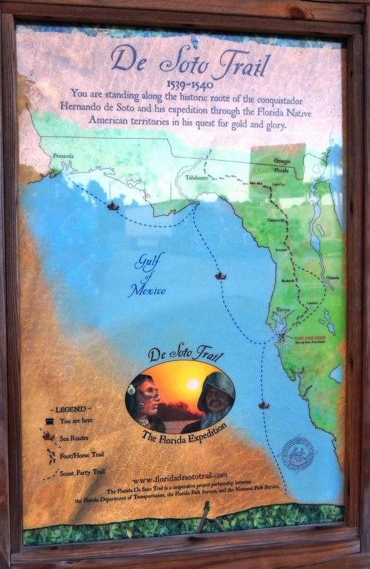 De Soto Trail Map (<i>panel to the right of marker in kiosk</i>) image. Click for full size.