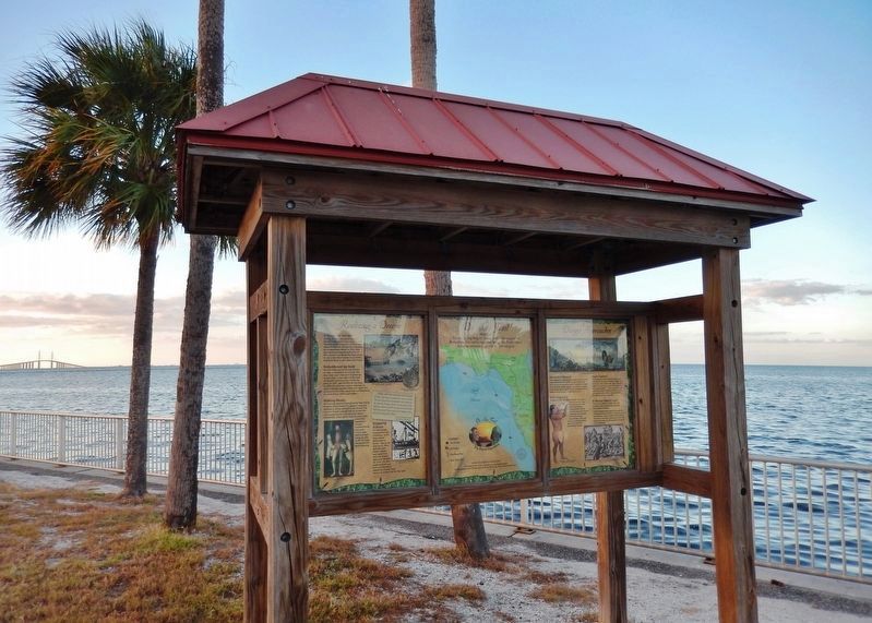 Realizing a Dream Marker Kiosk (<i>wide view; Sunshine Skyway Bridge in background on left</i>) image. Click for full size.
