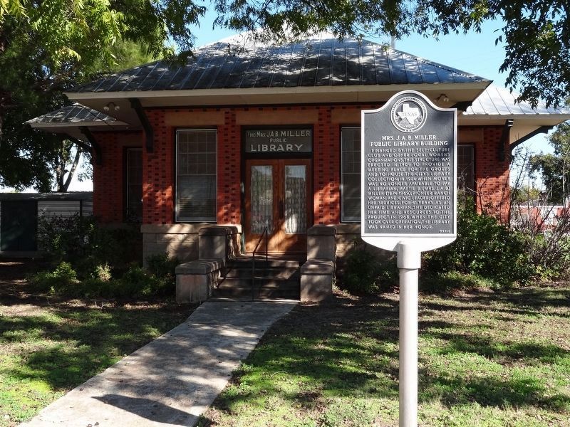 Mrs. J.A.B. Miller Public Library Building Marker image. Click for full size.
