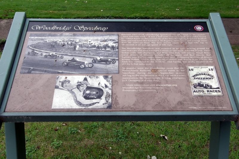 Woodbridge Speedway Marker. Click for full size. Woodbridge Speedway Marker image. Click for full size.