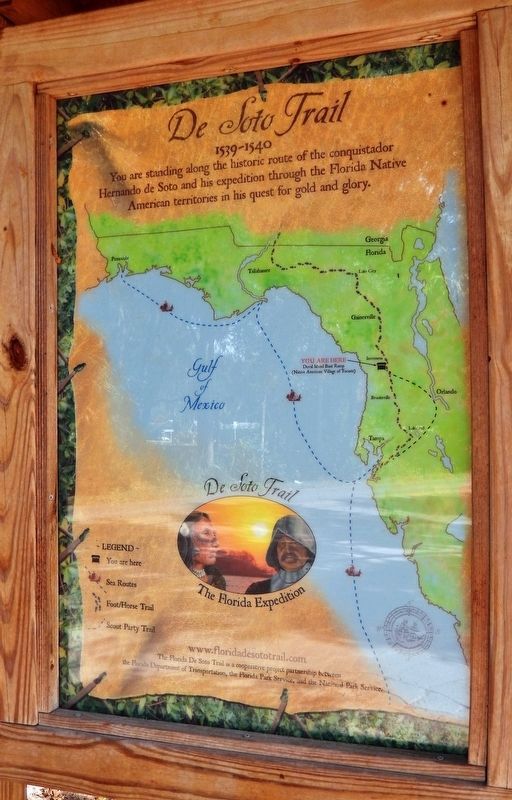 Florida De Soto Trail Map (<i>panel to the left of marker in kiosk</i>). Click for full size. Florida De Soto Trail Map (<i>panel to the left of marker in kiosk</i>) image. Click for full size.