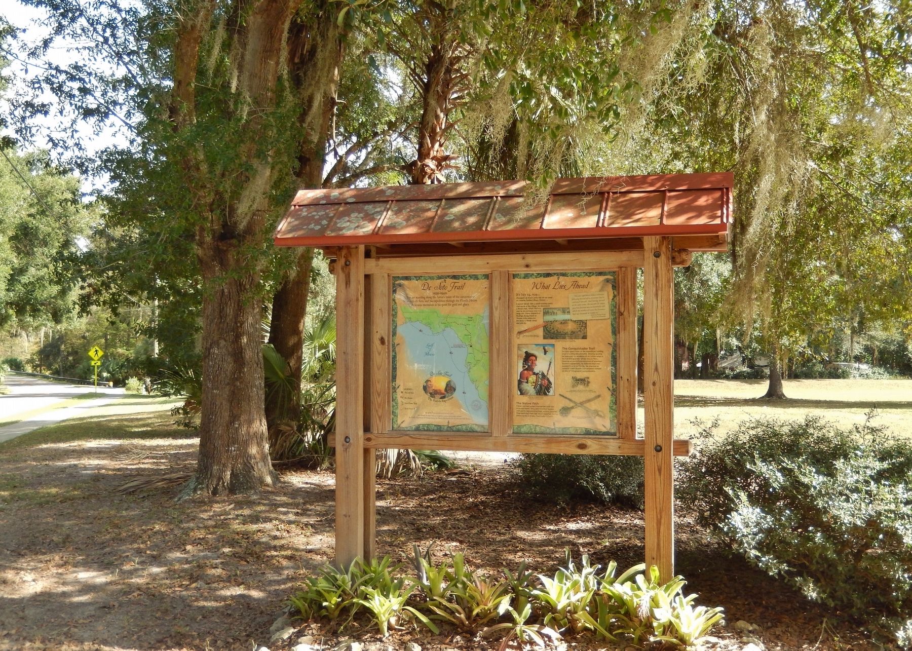 What Lies Ahead Marker Kisok (<i>wide view; looking east along South Duval Island Drive</i>). Click for full size. What Lies Ahead Marker Kisok (<i>wide view; looking east along South Duval Island Drive</i>) image. Click for full size.