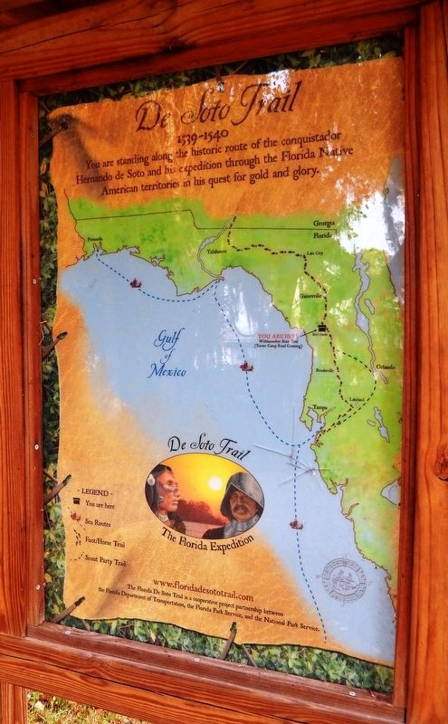 Florida De Soto Trail Map (<i>panel to the left of marker in kiosk</i>). Click for full size. Florida De Soto Trail Map (<i>panel to the left of marker in kiosk</i>) image. Click for full size.