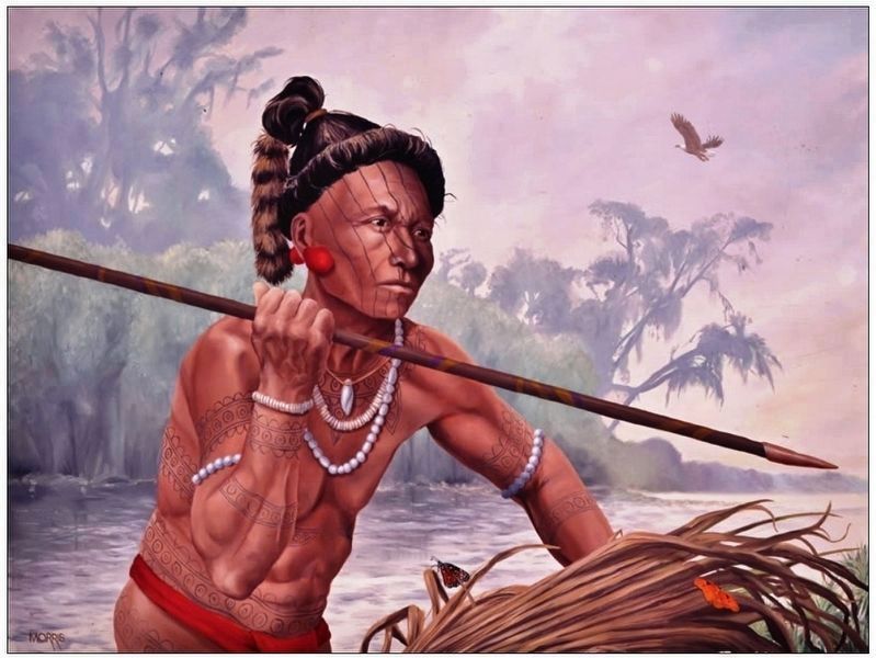Marker detail: “Morning Hunt” by Theodore Morris<br>Florida Indian Hunter image. Click for full size.