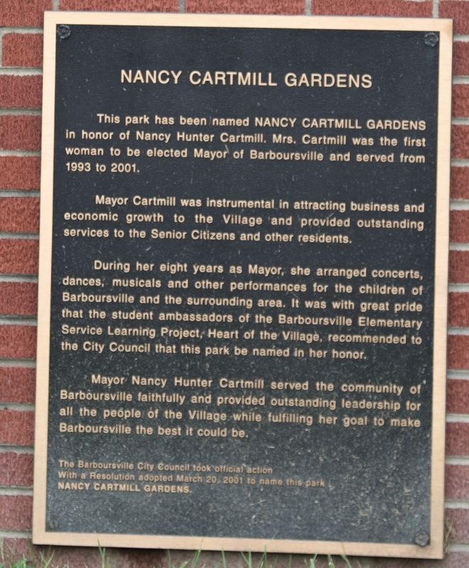 Nancy Cartmill Gardens Marker image. Click for full size.