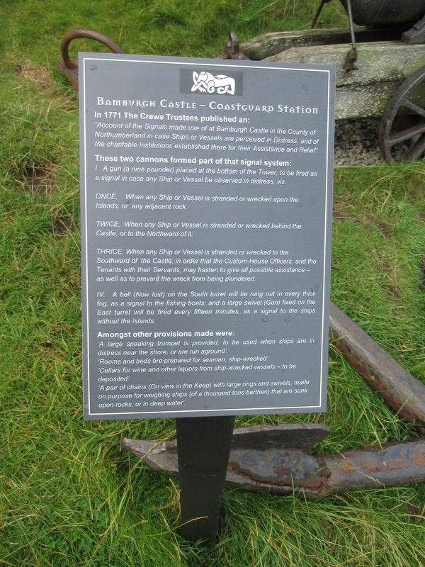 Bamburgh Castle Coastguard Station Marker. Click for full size. Bamburgh Castle Coastguard Station Marker image. Click for full size.