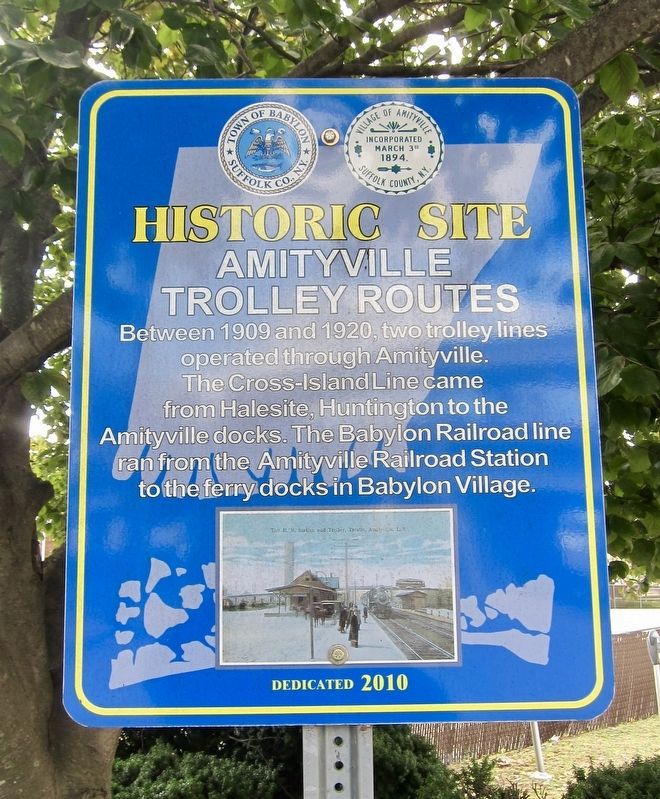 Amityville Trolley Routes Marker image. Click for full size.