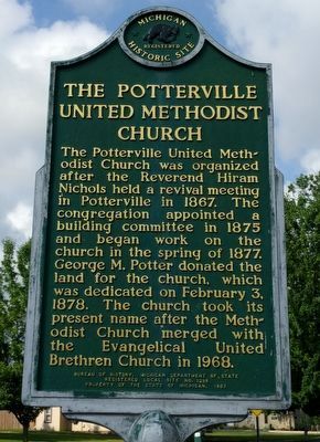 The Potterville United Methodist Church Marker image. Click for full size.