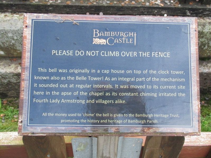 Bamburgh Castle Bell Marker. Click for full size. Bamburgh Castle Bell Marker image. Click for full size.