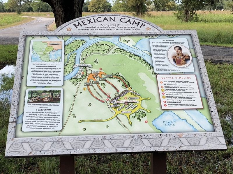 Nearby Interpretive Panel Discussing the Mexican Camp. Click for full size. Nearby Interpretive Panel Discussing the Mexican Camp image. Click for full size.