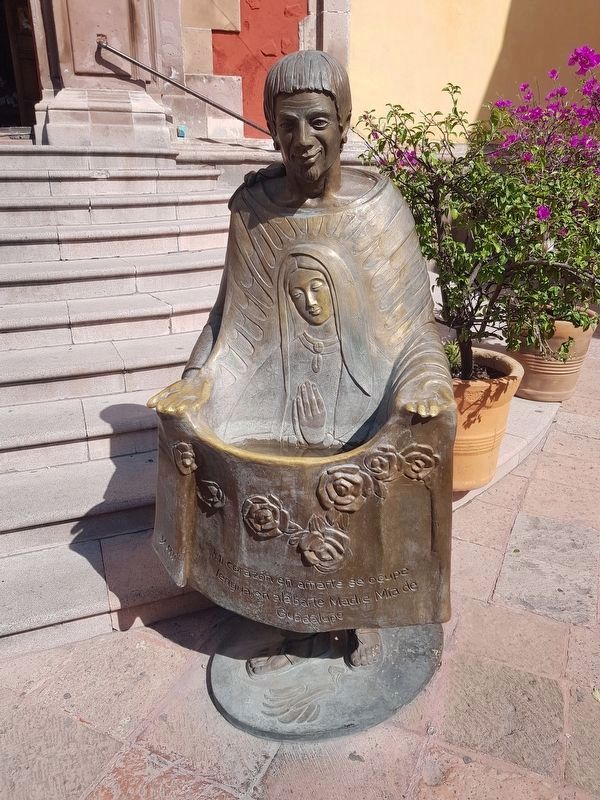 An image of Juan Diego and his tilma with an image of the Virgin. Click for full size. An image of Juan Diego and his tilma with an image of the Virgin image. Click for full size.