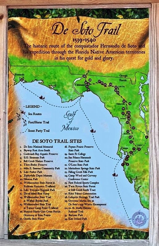 Florida De Soto Trail Map (<i>panel to the left of marker in kiosk</i>) image. Click for full size.