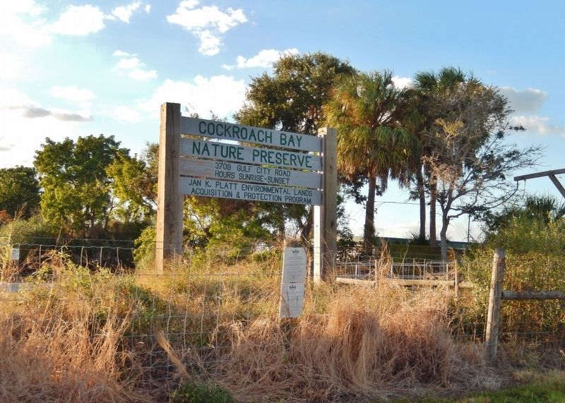 Cockroach Bay Nature Preserve Sign (<i>on Gulf City Road, north of marker</i>) image. Click for full size.