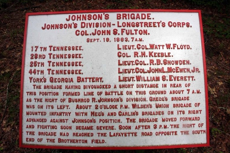 Johnson's Brigade Marker. Click for full size. Johnson's Brigade Marker image. Click for full size.