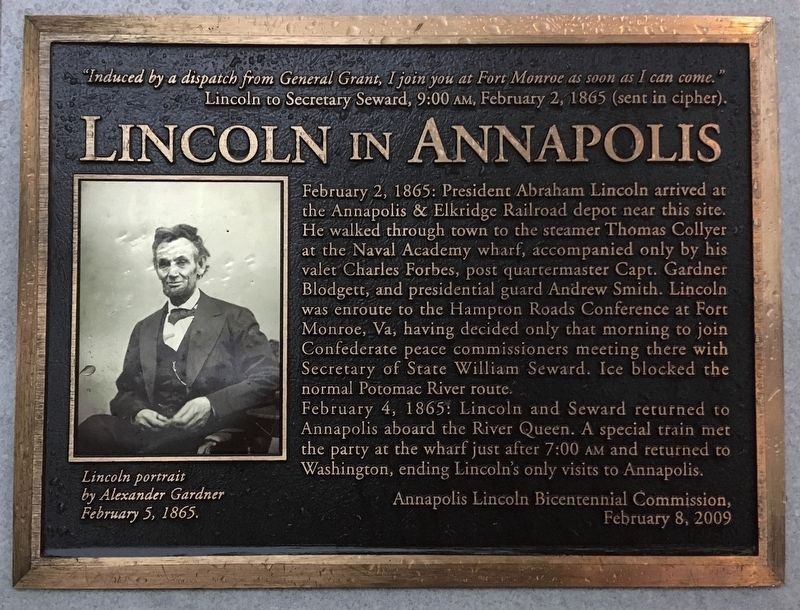 Lincoln in Annapolis Marker image. Click for full size.