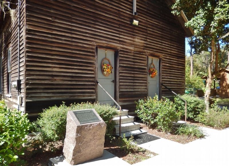 Falling Creek Methodist Church and Cemetery Marker (<i>wide view; church doors in background</i>) image. Click for full size.